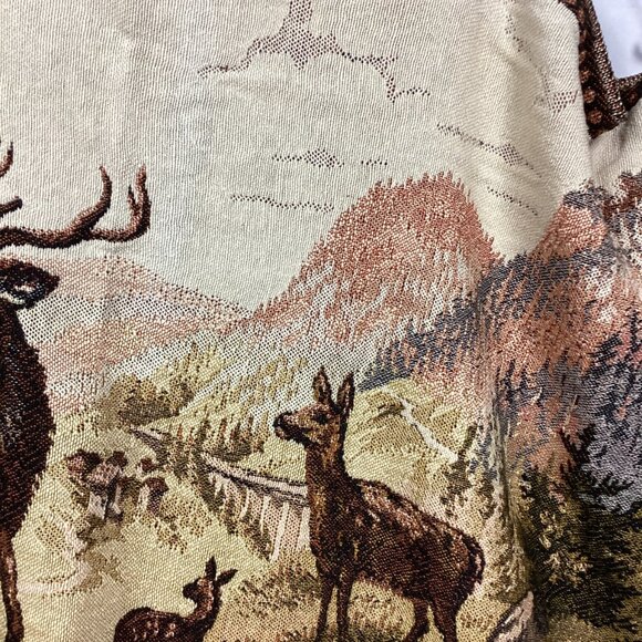 Vintage French Deer Eagle Mountains Tapestry - Picture 6 of 11